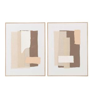 PAINTING 3D OBJECTS CANVAS BEIGE/DARK BROWN ASSORTMENT OF 2