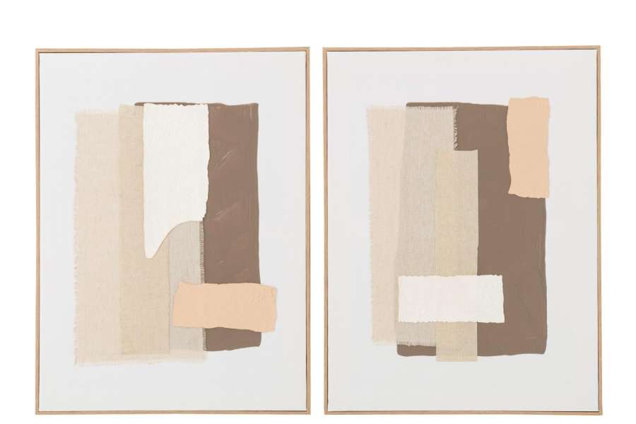 PAINTING 3D OBJECTS CANVAS BEIGE/DARK BROWN ASSORTMENT OF 2