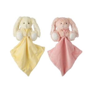 RABBIT DOUDOU POLYESTER PINK/YELLOW ASSORTMENT OF 2