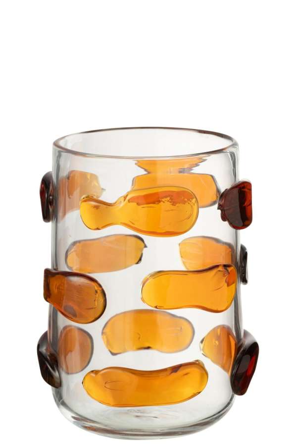 VASE PEBBLES GLASS AMBER/TRANSPARENT SMALL