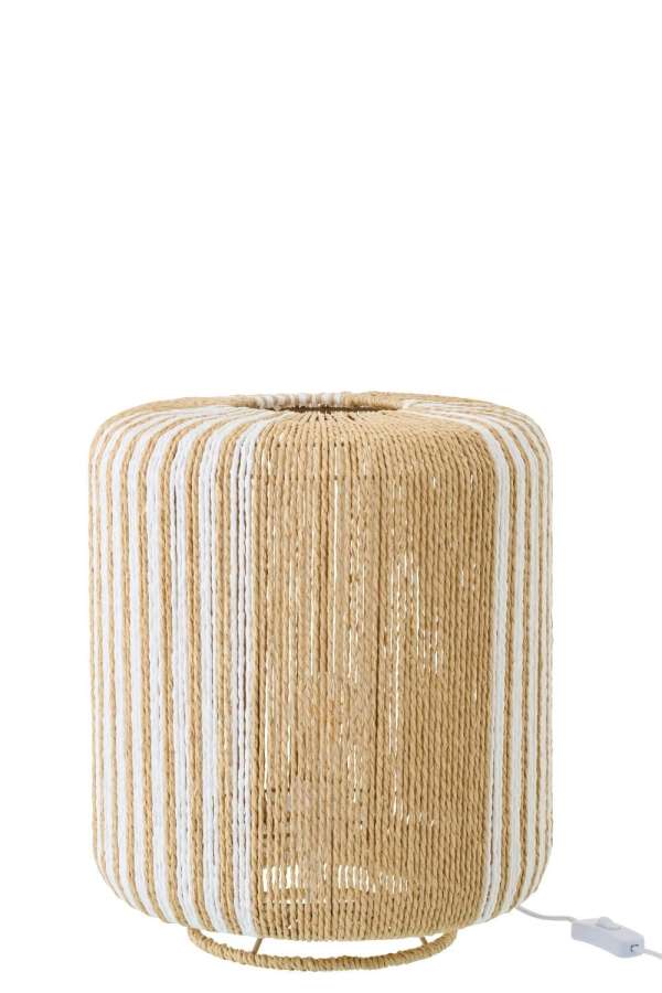 TABLE LAMP ROPE CYLINDER METAL WHITE/NATURAL SMALL