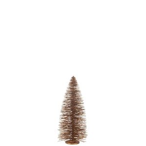 CHRISTMAS TREE DECO GLITTERS WOOD BROWN LARGE