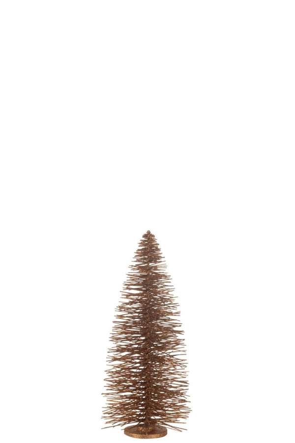 CHRISTMAS TREE DECO GLITTERS WOOD BROWN LARGE