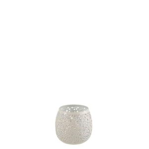 TEALIGHT HOLDER PERFORATED METAL LACQUER WHITE