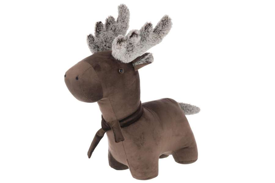 DOORSTOP REINDEER POLYESTER BROWN LARGE
