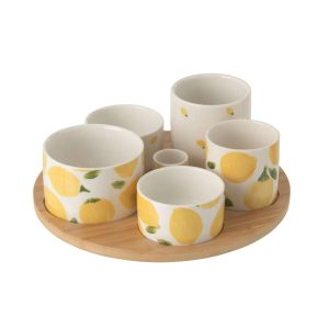 APPETIZER SET LEMON CERAMIC WHITE/YELLOW