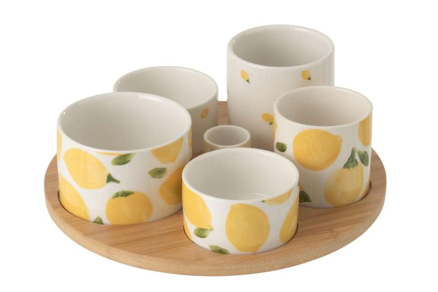 APPETIZER SET LEMON CERAMIC WHITE/YELLOW