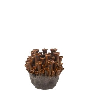 VASE ANEMONE PORCELAIN BROWN/GREY SMALL