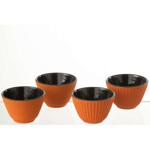 BOX OF 2 TEA CUP METAL ORANGE ASSORTMENT 2