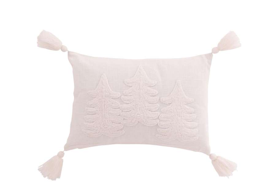 CUSHION CHRISTMAS TREES COTTON WHITE