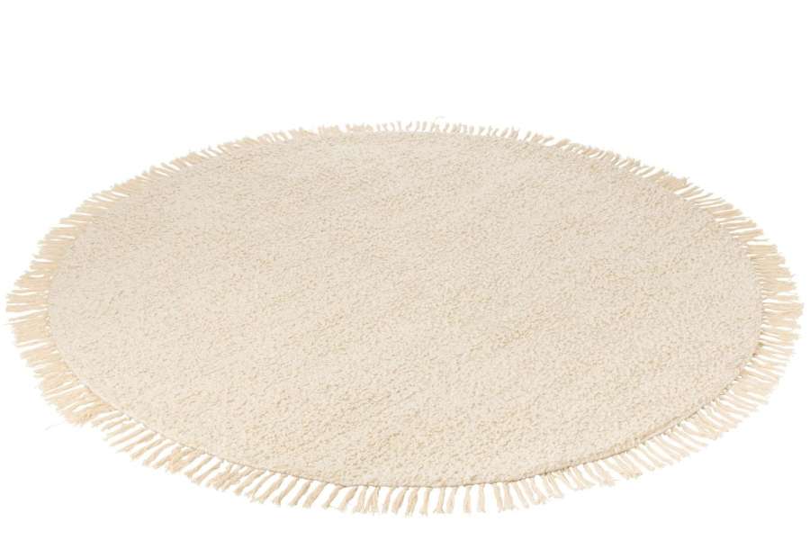 RUG ROUND+FRINGES COTTON/POLYESTER CREAM