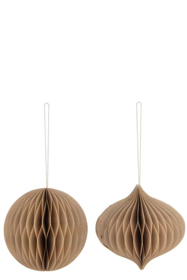 XMAS BALL PAPER BEIGE LARGE ASSORTMENT OF 2