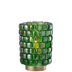 HURRICANE SQUARE MOSAIC GLASS GREEN LARGE