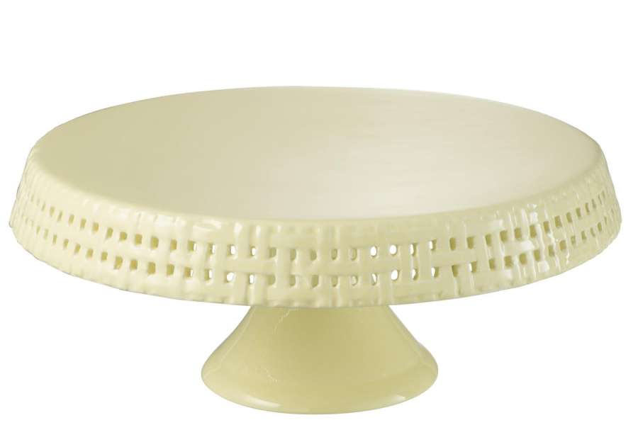 CAKE PLATE CERAMIC YELLOW LARGE