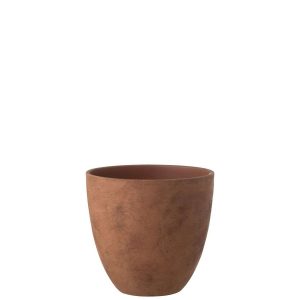 FLOWERPOT ROUND POTTERY RUST BROWN LARGE