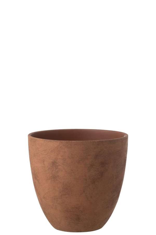 FLOWERPOT ROUND POTTERY RUST BROWN LARGE