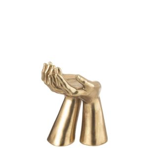 CANDLE HOLDER PALMS RESIN GOLD