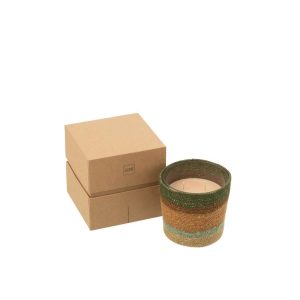SCENTED CANDLE BASKET WAX BEIGE/BLUE SMALL-45HOURS