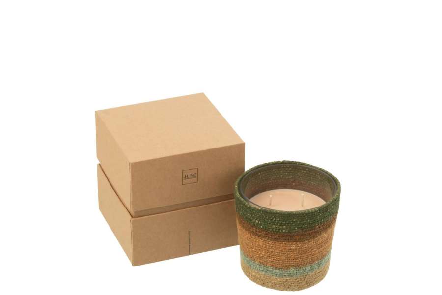 SCENTED CANDLE BASKET WAX BEIGE/BLUE SMALL-45HOURS