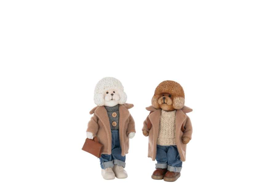 POODLE CLOTHE+BAG POLYRESIN MULTICOLORED SMALL ASSORTMENT OF 2