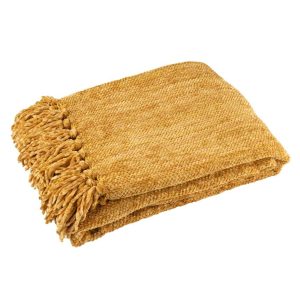 BLANKET CHENILLE POLYESTER OCHER YELLOW