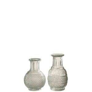 VASE SOLIFLORE GLASS TRANSPARENT ASSORTMENT OF 2