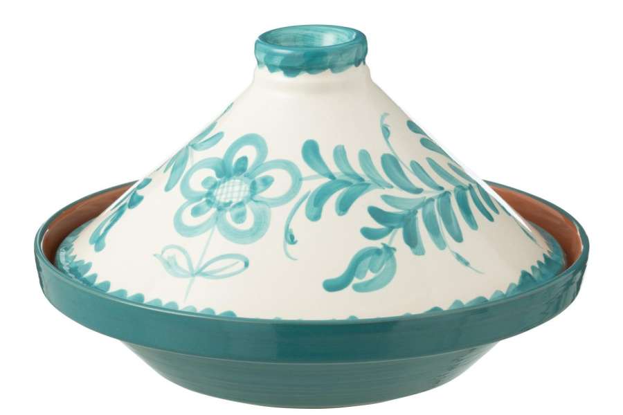 TAGINE GRANADA CERAMIC WHITE/AQUA