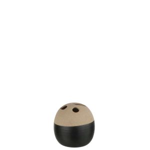 VASE BALL CERAMIC BEIGE/BLACK SMALL