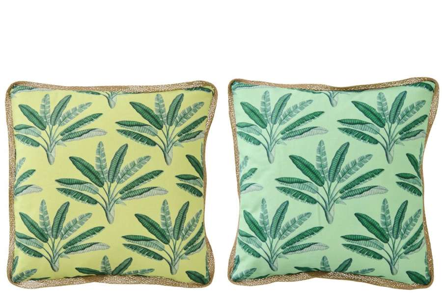 CUSHION PALM TREES COTTON GREEN ASSORTMENT OF 2