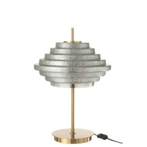 TABLE LAMP LED GOLD METAL/GLASS SMOKED