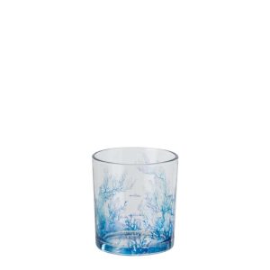 TEALIGHT HOLDER CORAL GLASS BLUE/TRANSPARENT SMALL