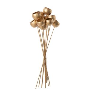 BUNDLE OF 10 BRANCH DRY FLOWER GOLD COLORED