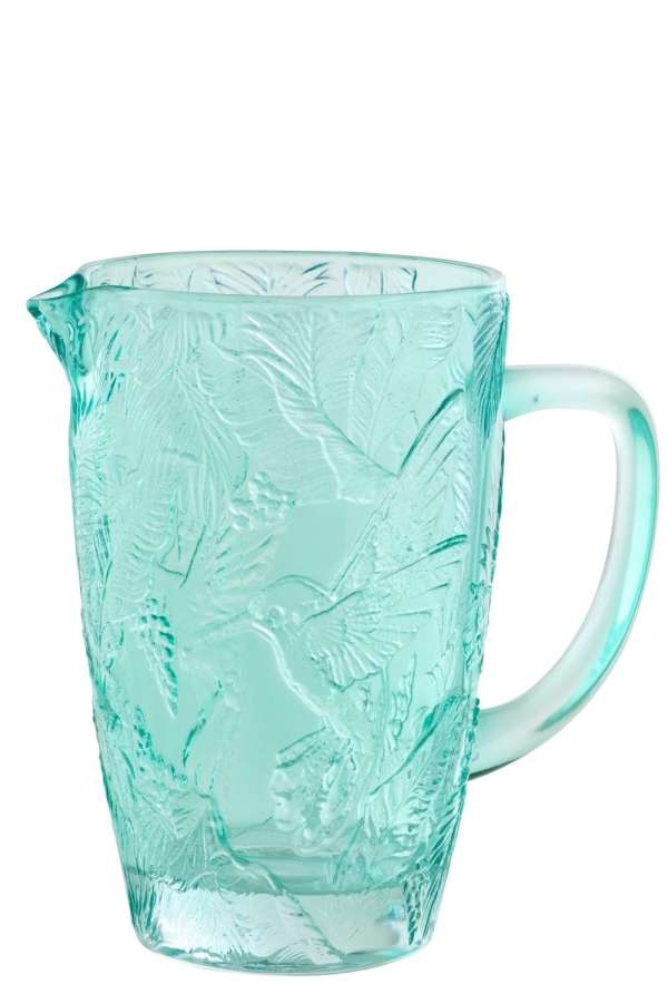 CARAFE BIRDS GLASS AZURE BLUE