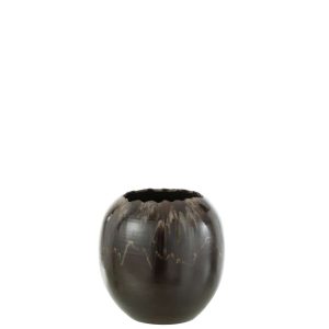 FLOWER POT CERAMIC BROWN SMALL