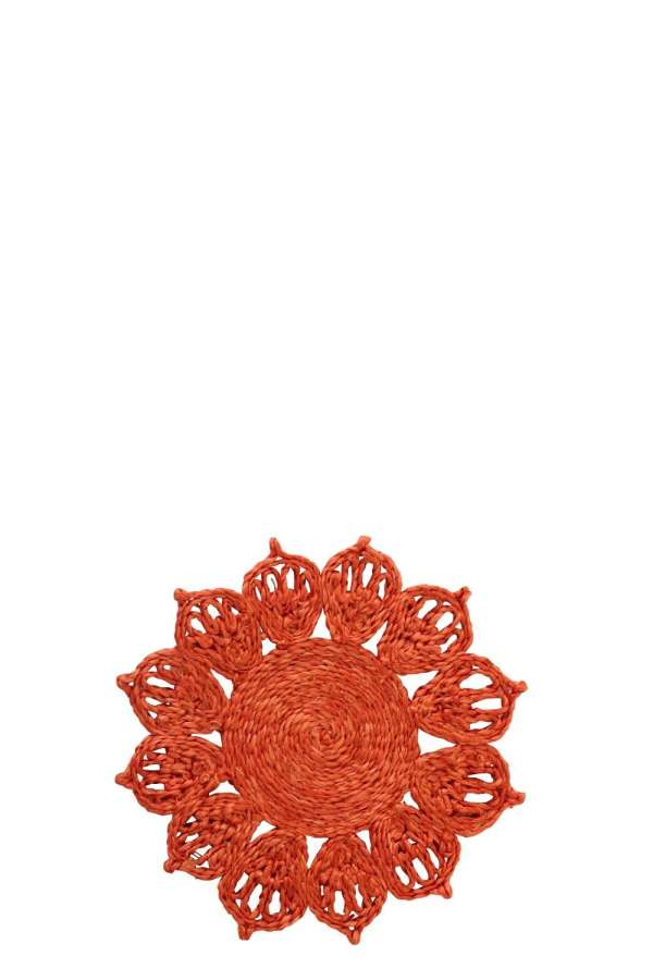 POT HOLDER SUNFLOWER JUTE DARK ORANGE