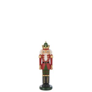 NUTCRACKER ON BASE POLYRESIN CHRISTMAS RED/DARK GREEN SMALL