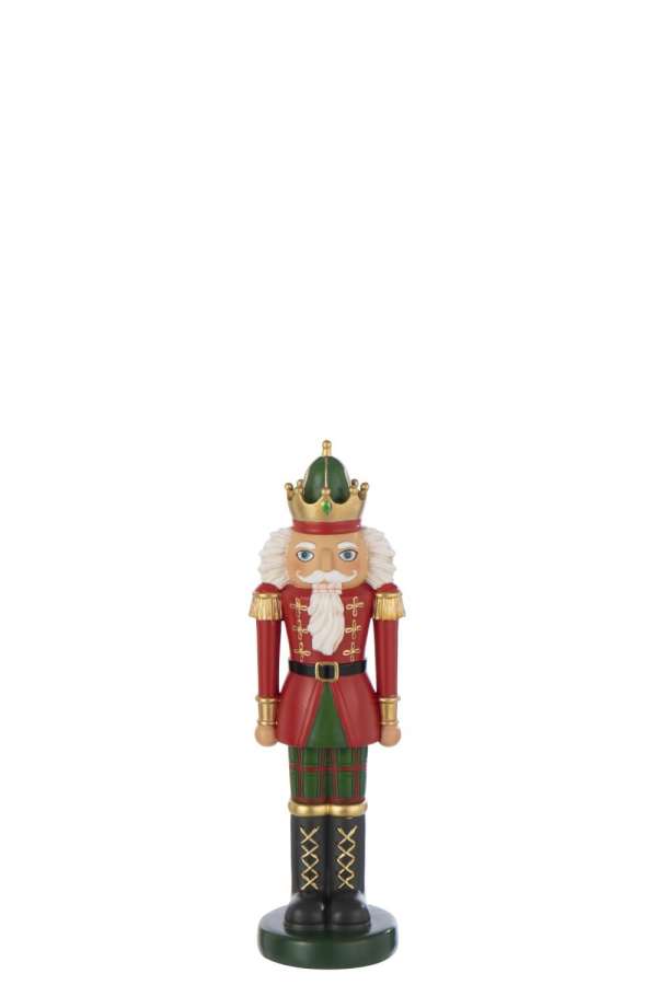 NUTCRACKER ON BASE POLYRESIN CHRISTMAS RED/DARK GREEN SMALL