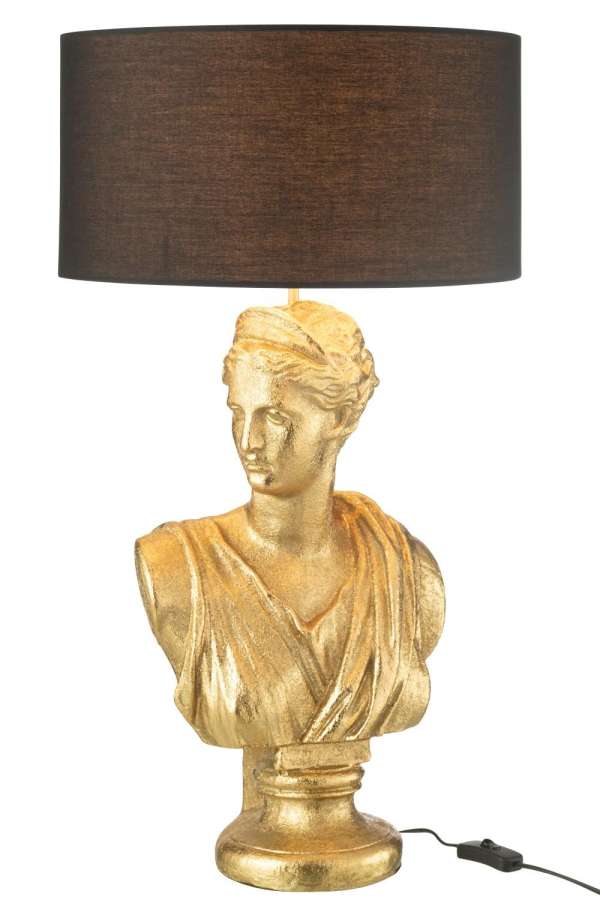 LAMP LADY BUST RESIN GOLD