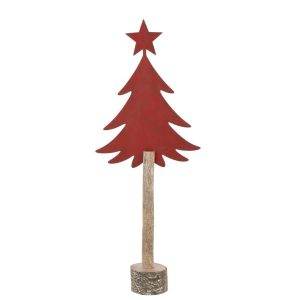 CHRISTMAS TREE +STAR IRON/PAULOWNIA WOOD CHRISTMAS RED LARGE