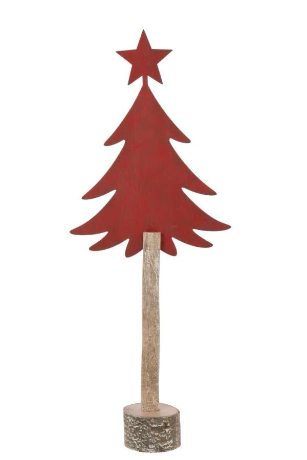 CHRISTMAS TREE +STAR IRON/PAULOWNIA WOOD CHRISTMAS RED LARGE