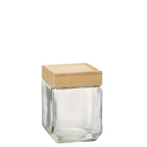 GLASS POT BRAD GLASS/BAMBOO TRANSPARENT/NATURAL MEDIUM