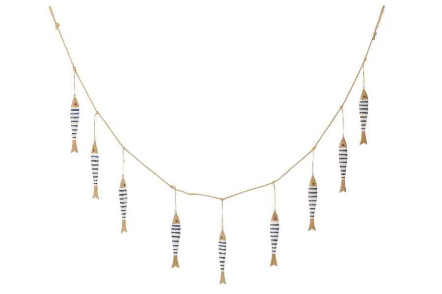 GARLAND 9 FISH PAULOWNIA WOOD BLUE/WHITE