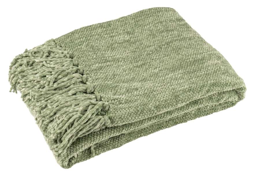 BLANKET CHENILLE POLYESTER MOSS GREEN