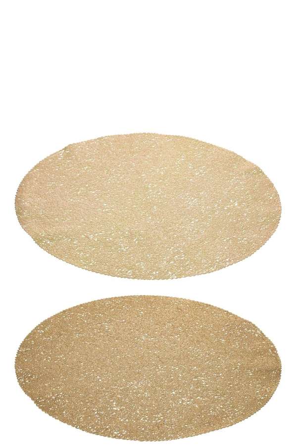 PLACEMAT SHINY + MATT PLASTIC GOLD COLORED ASSORTMENT OF 2