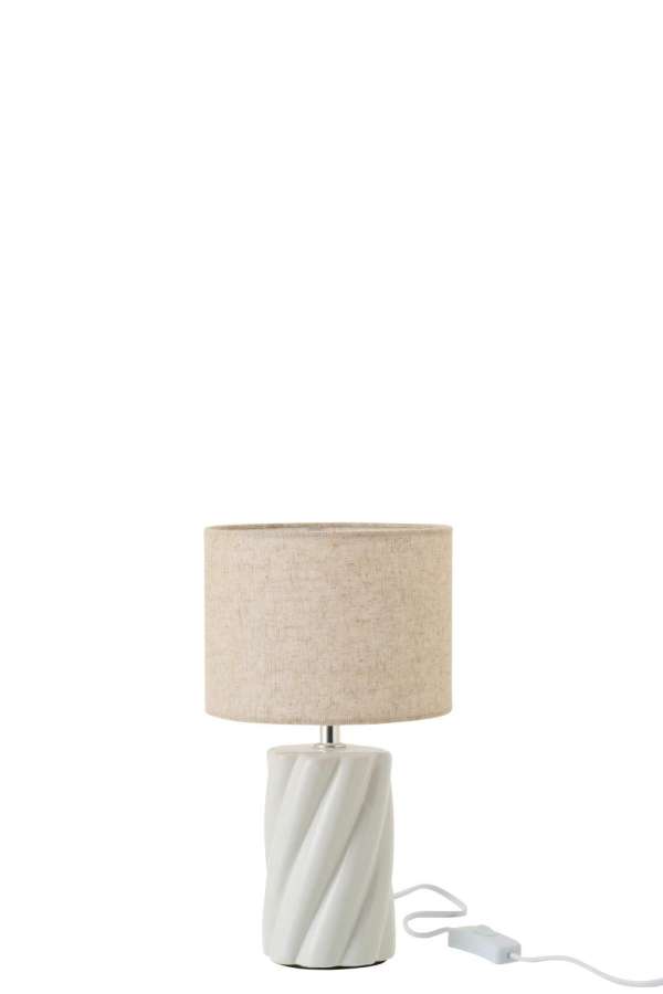 TABLE LAMP SWIRL CERAMIC WHITE/NATURAL SMALL