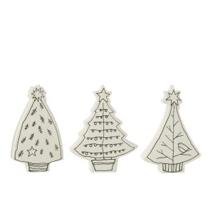 XMAS TREE DOLOMITE WHITE/BLACK ASSORTMENT OF 3