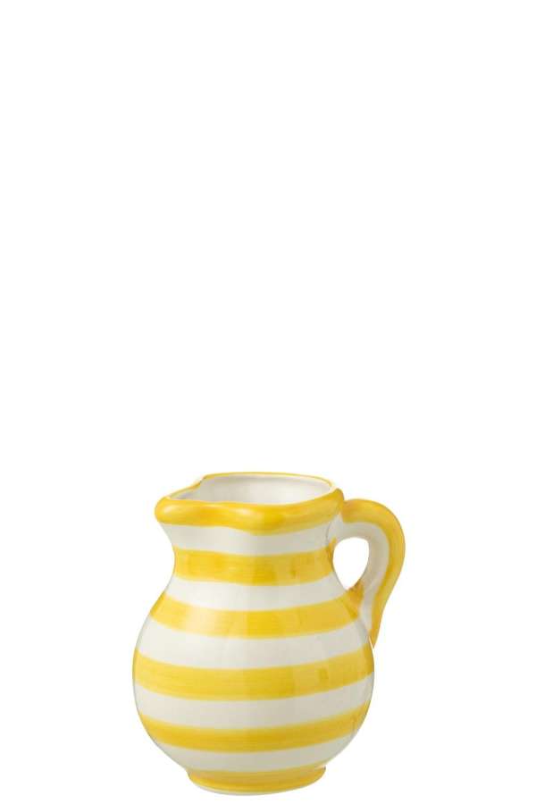 PITCHER GRANADA STRIPES CERAMIC WHITE/YELLOW SMALL