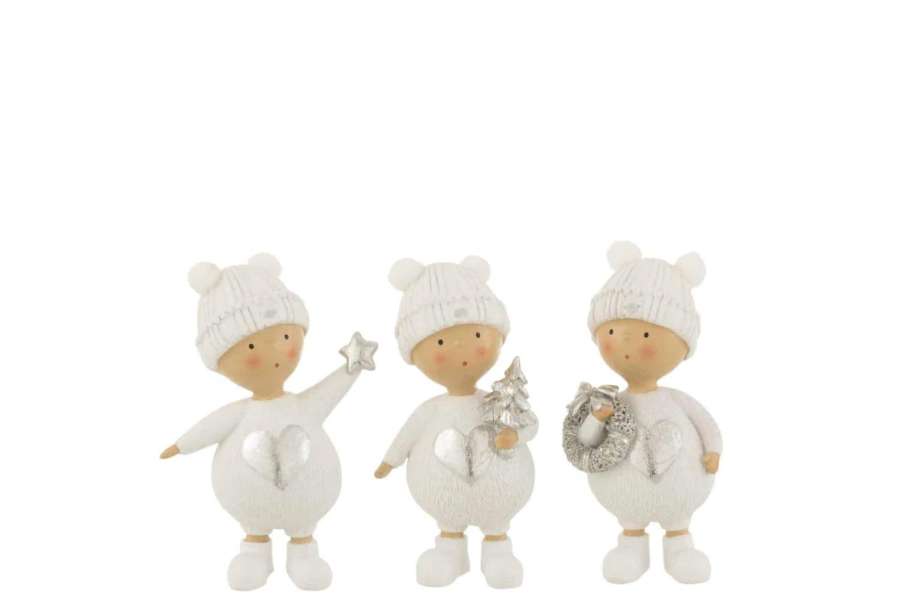 CHILD WINTER POLY WHITE/SILVER SMALL ASSORTMENT OF 3