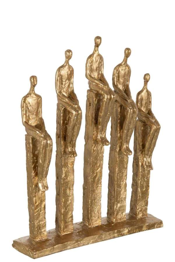 5 FIGURINES ON FOOT POLY GOLD
