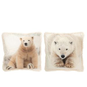 CUSHION POLAR BEAR POLYESTER OFF-WHITE/BEIGE LARGE ASSORTMENT OF 2